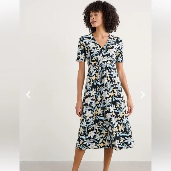 Seasalt Cornwall Women's Dress Carwynnen Midi Dress Painted Daffodil US 6 UK 10 - Picture 2 of 7